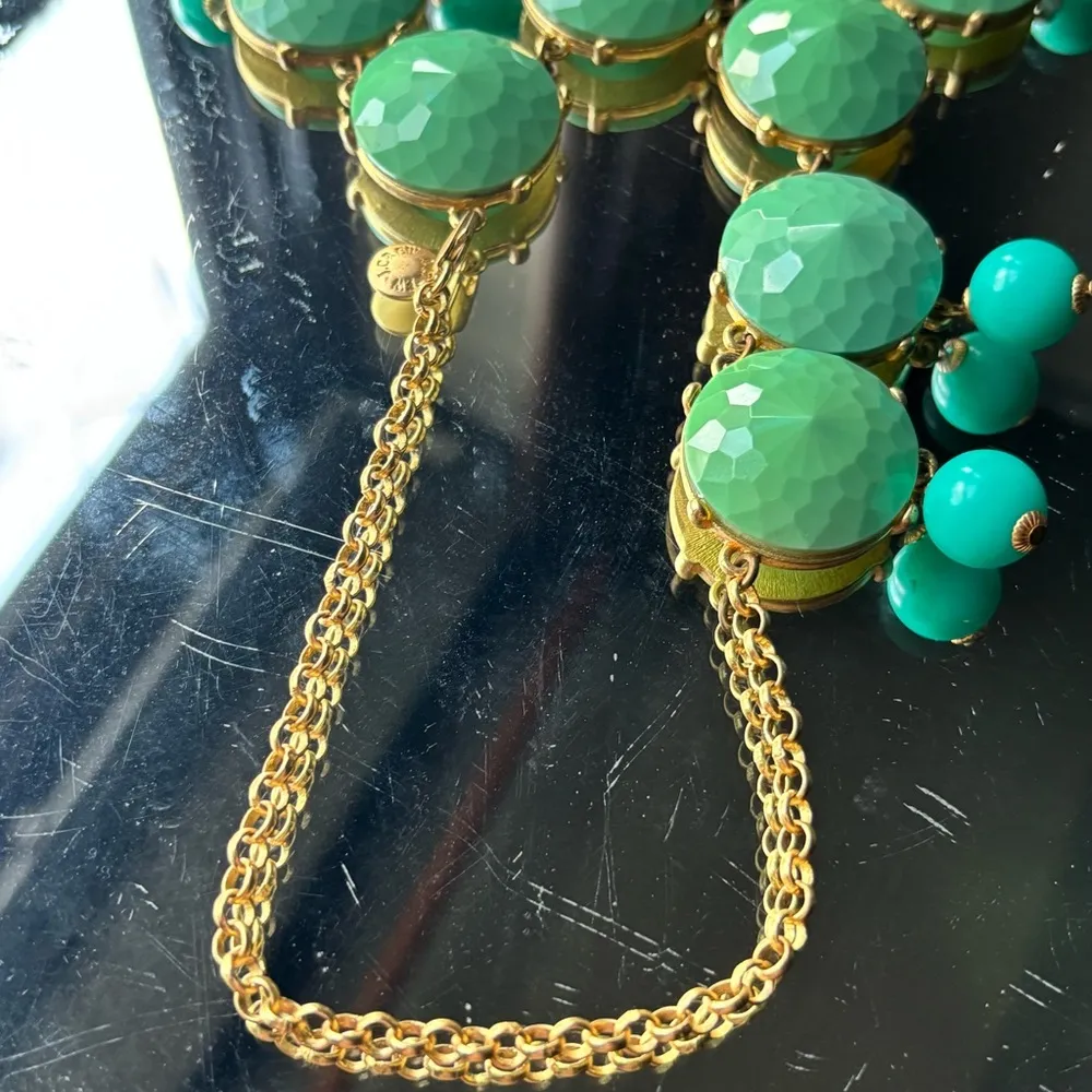 J.Crew Green and Gold Cluster Necklace with Cascading Beads - Image 13