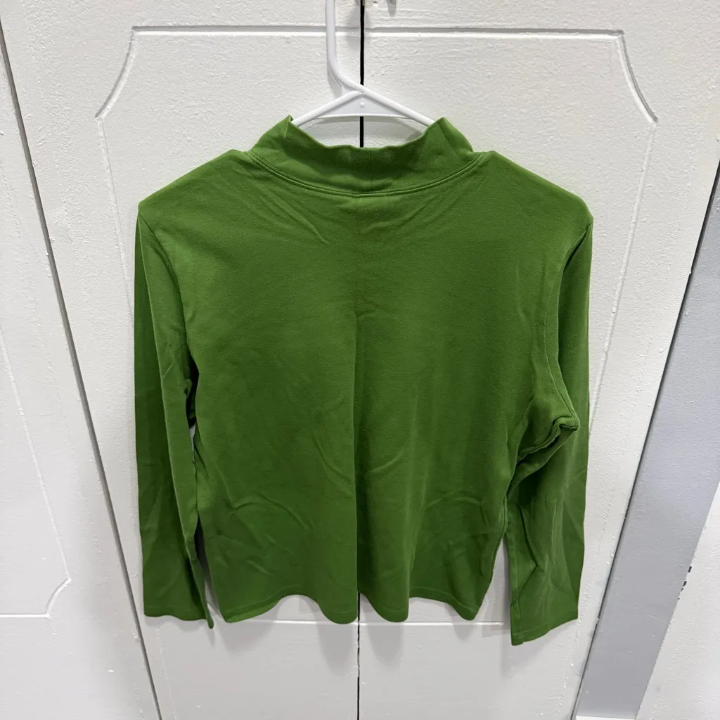 L.L.Bean Green Turtleneck Long Sleeve Size L - Image 2