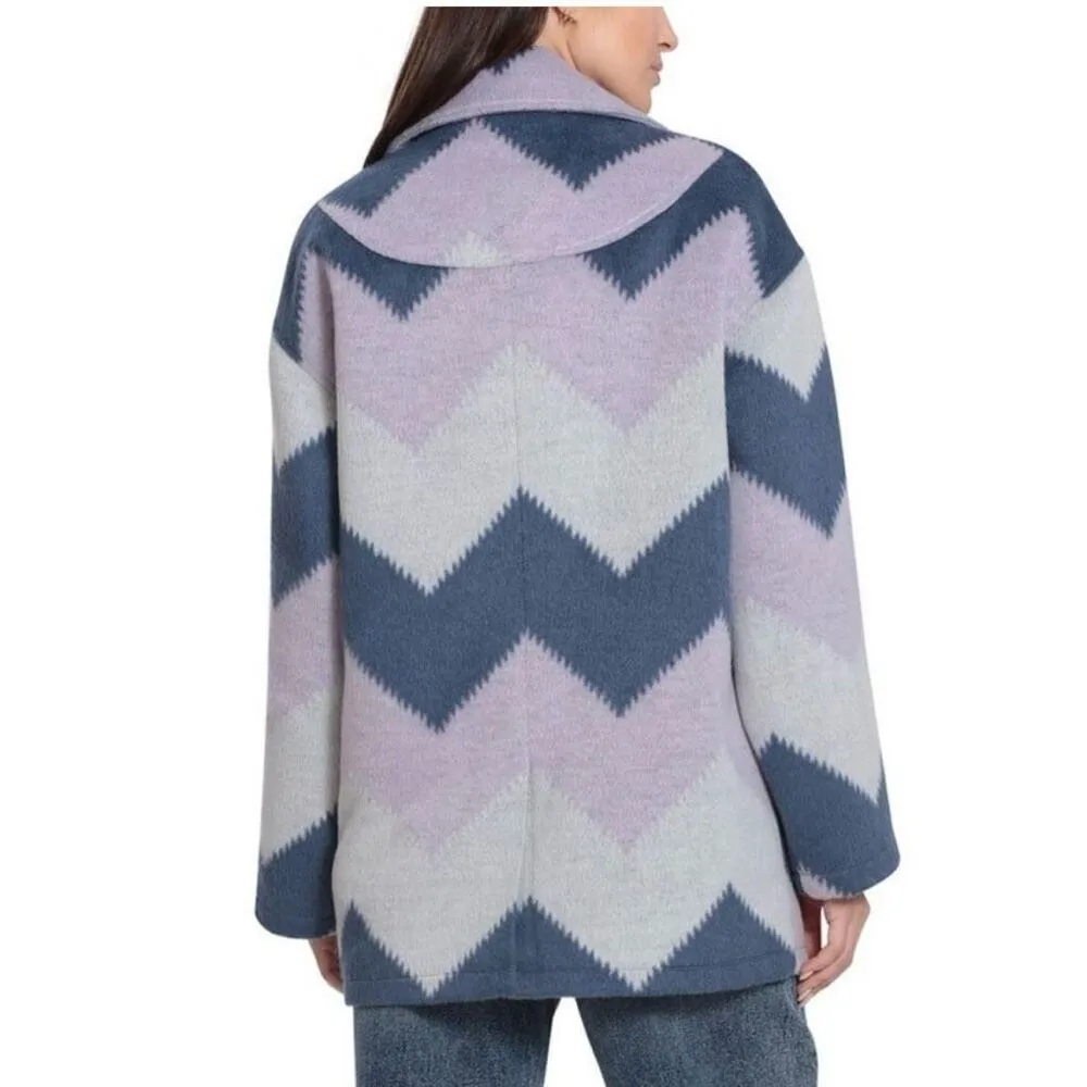 ✨Avec Les Filles Womens Oversized Chevron Wool-Blend Sz XL Peacoat✨ - Image 2