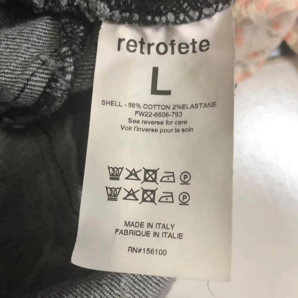 Retrofete Willa Acid Wash Mini Dress Long Sleeve Grey Faded Black Denim Sz Large - Image 7