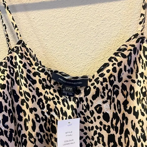 French Connection Womens Size 8 Leopard Print‎ Slip Dress Spaghetti Strap Party - Image 4