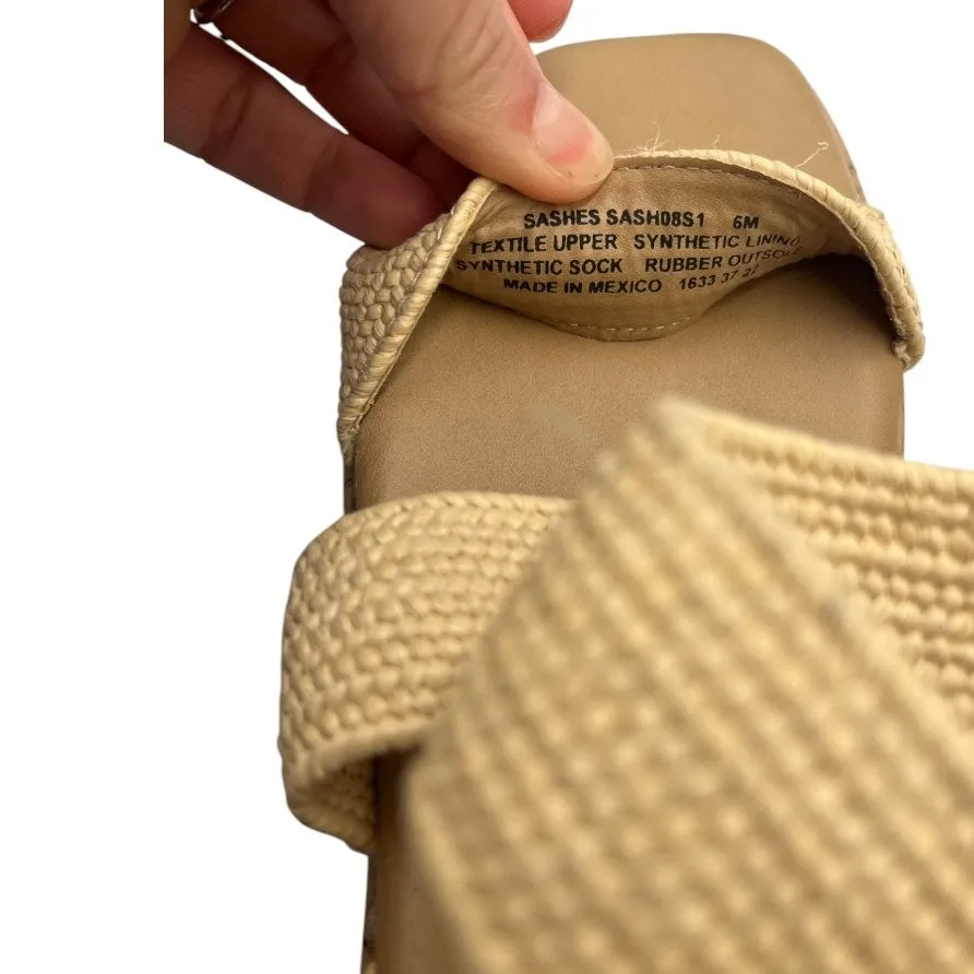 Steve Madden Sashes Cork Ankle Strap Flatform Sandals Raffia Beige Size 6M - Image 8