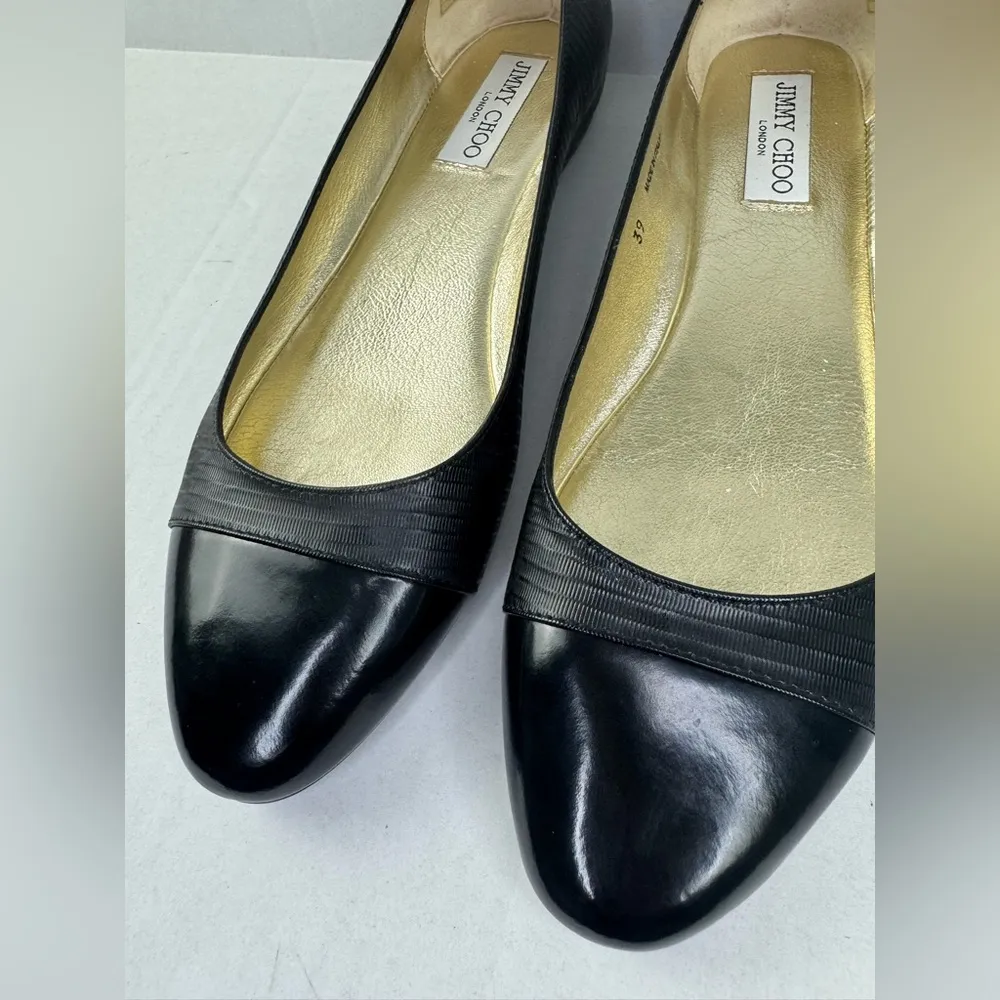 Jimmy Choo Flats Wicker Cap Toe Ballerina Shoes Anthracite Ballets 39. - Image 7