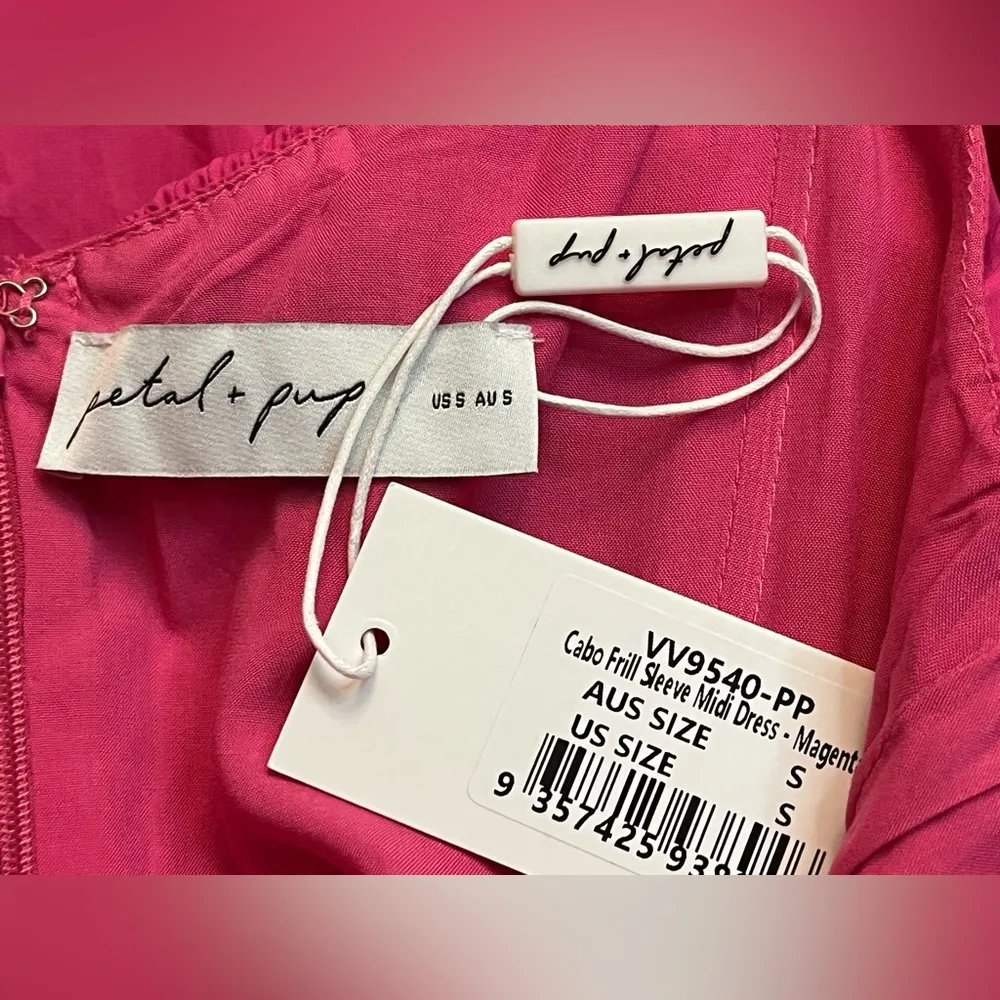 Petal + Pup Cabo frill sleeve dress in magenta NWT - Image 12