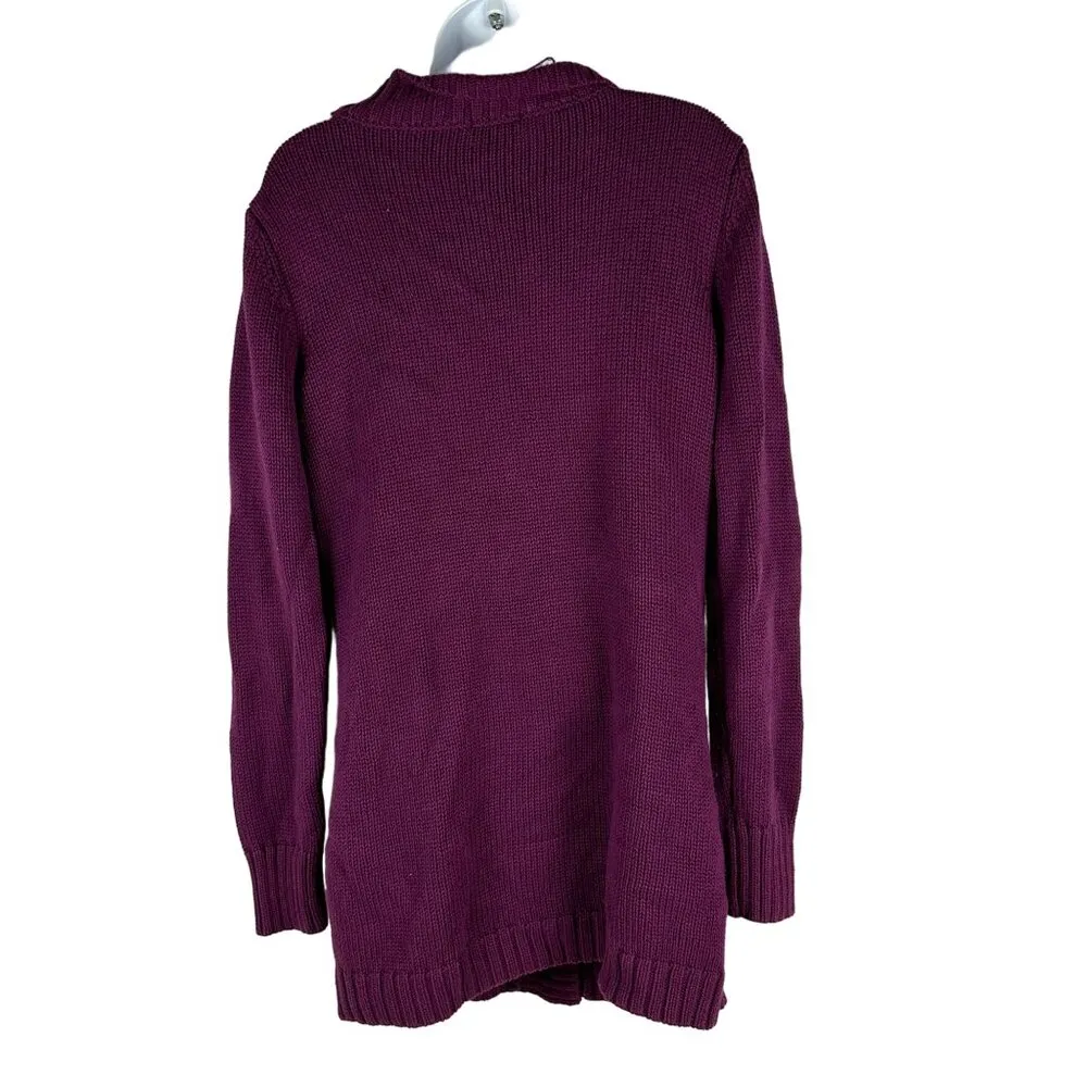 Women's Venus Purple Cardigan Sweater Size M Cable Knit Button-Front W/ Pockets - Image 2