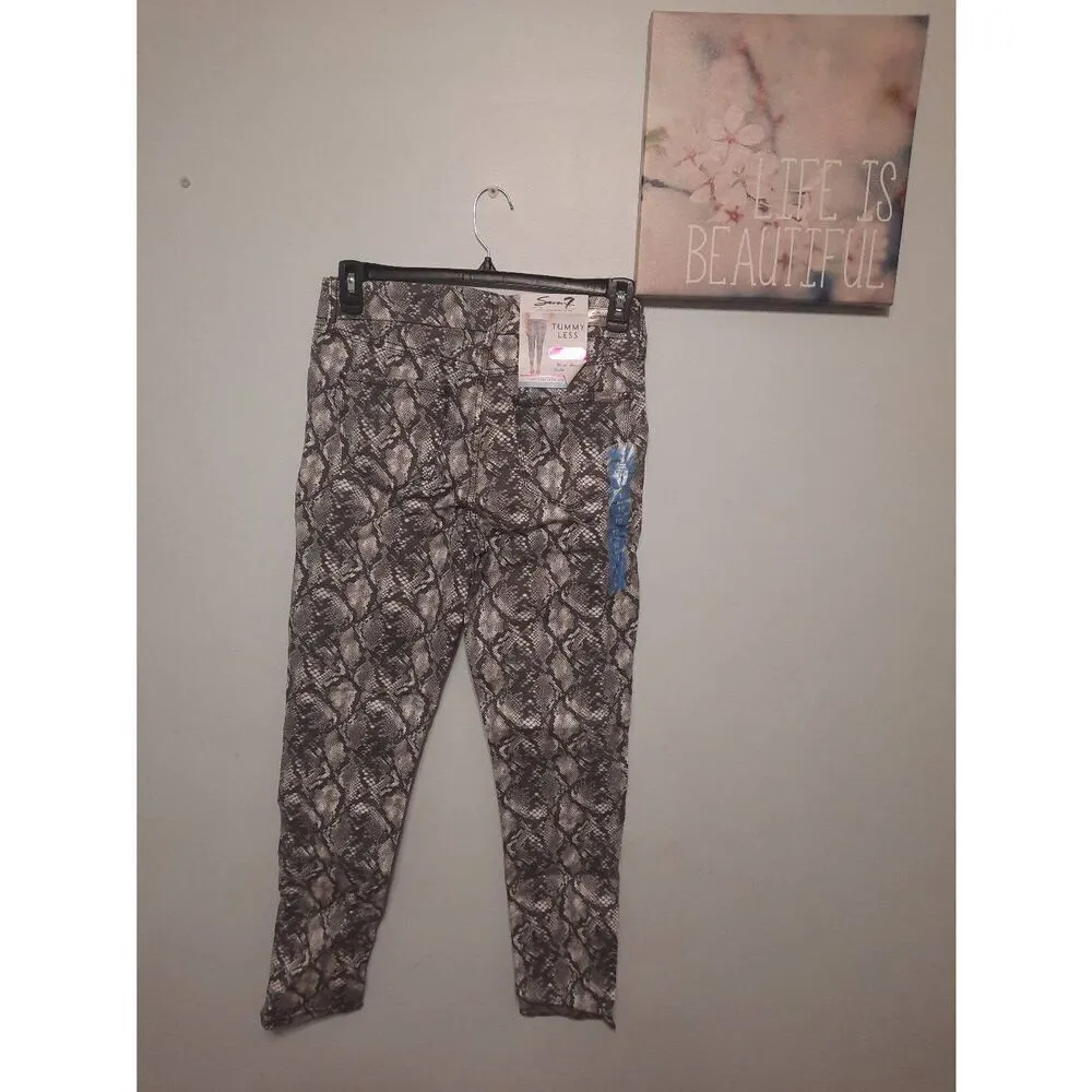 NWT SEVEN7 Jeans Women's High Rise Tummy less Size 10 Skinny Jean Snake Print - Image 3
