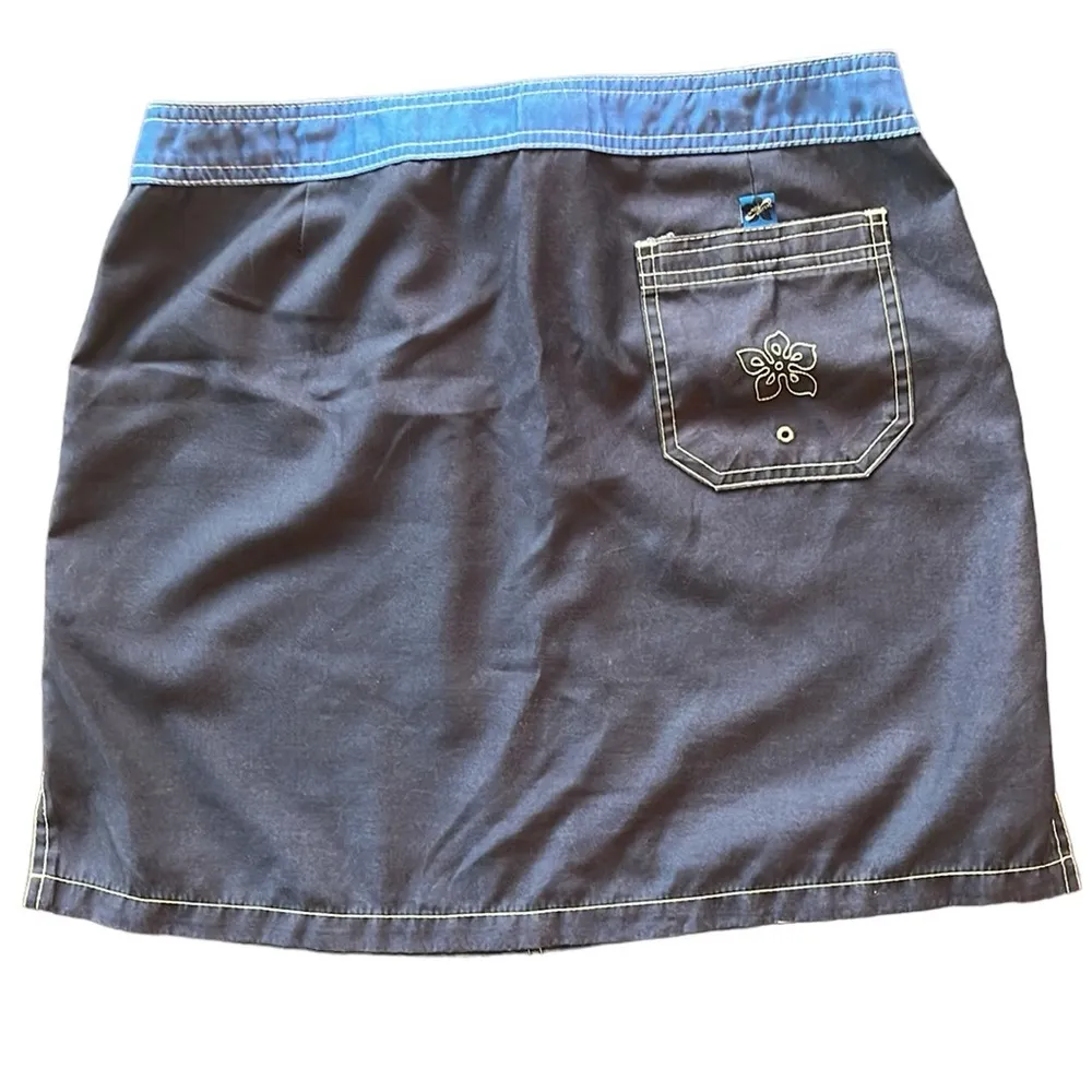 Vintage Crazy Shirts Hawaii Floral Swim Skirt sz 7 Blue - Image 2