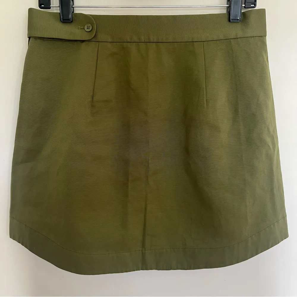 Women’s Kate Spade Saturday Olive Green Pleated Faux Belted Mini‎ Skirt Size 10 - Image 9