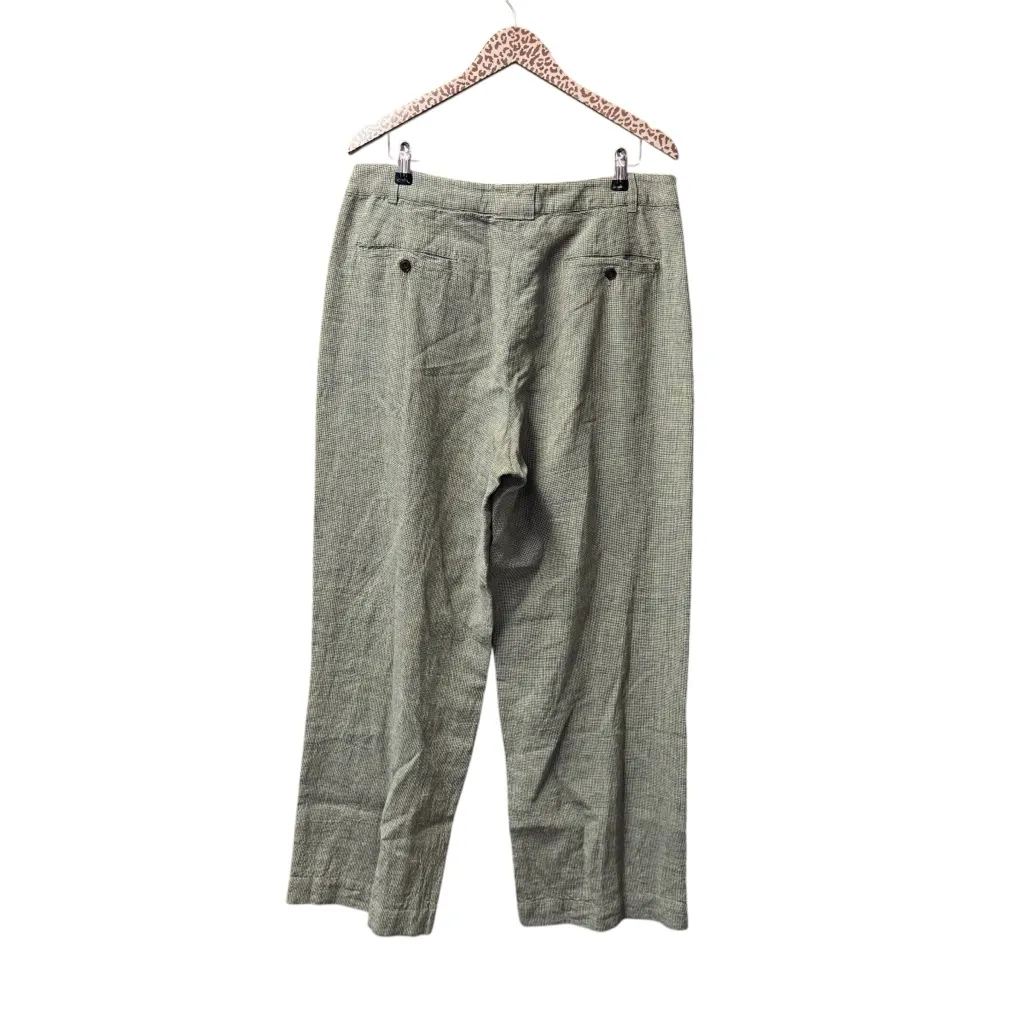 Poetry High-Twist Linen Straight Leg Trousers Pants Grey Khaki US 12 $188 - Image 4