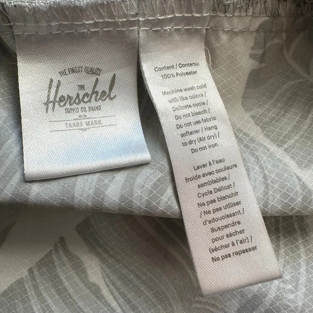 Herschel cream & green leaf print lightweight rain jacket size M - Image 7