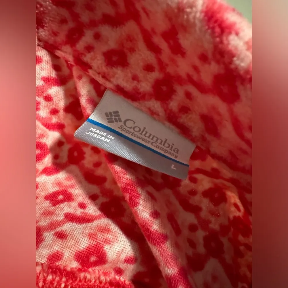 Columbia EUC  Pink & White Patterned 1/4 zip Pullover size large - Image 5