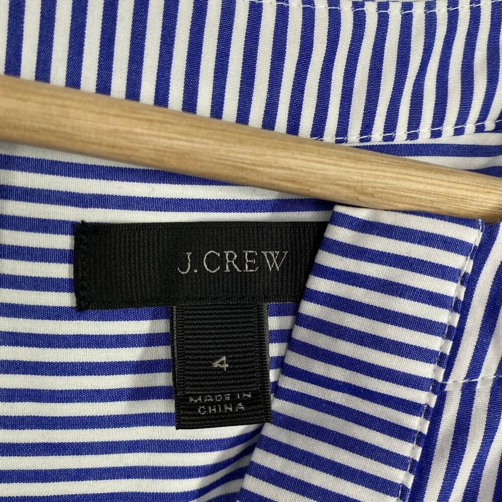 J.Crew Womens Blue Striped Top V Neck Bell Sleeve Size 4 Office Career Casual - Image 5
