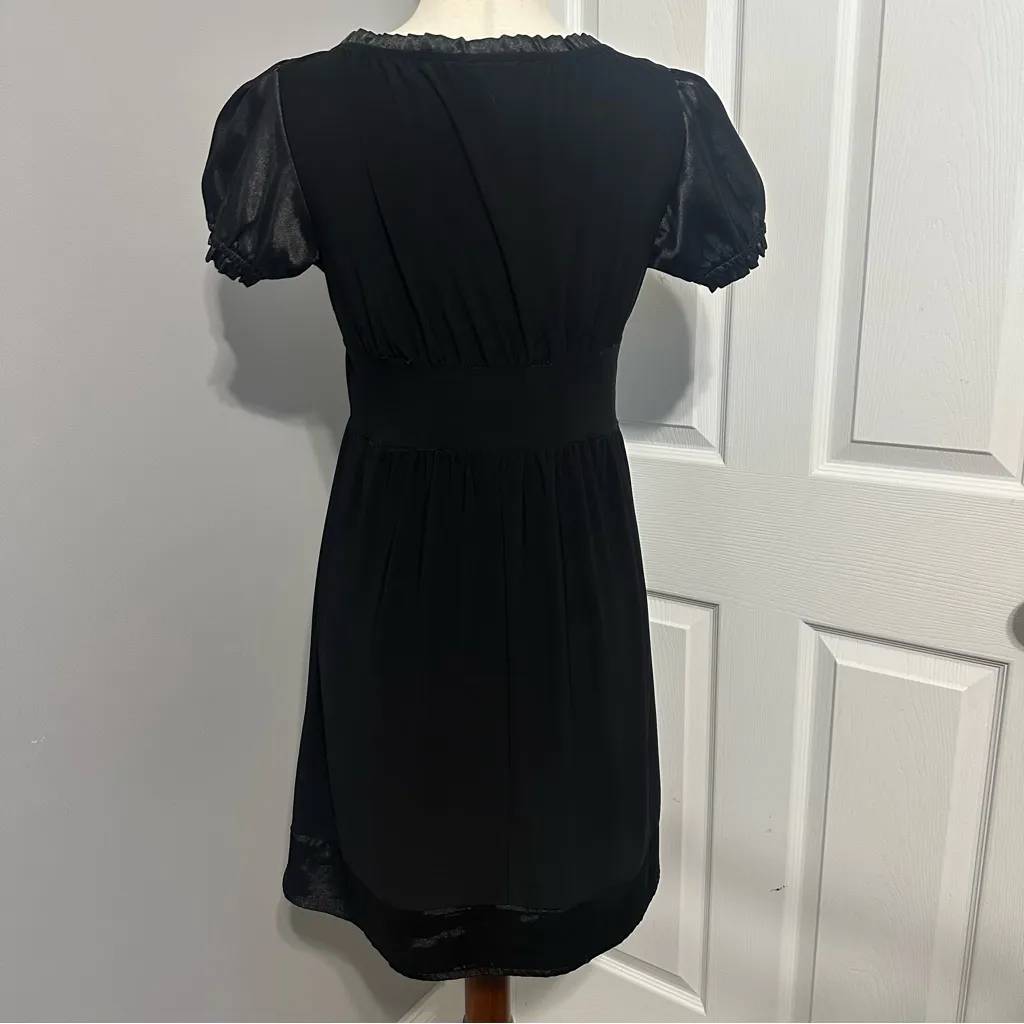 Y2K Black Satin Trimmed Babydoll Dark Academia Whimysgoth Dress Size undefined - Image 2