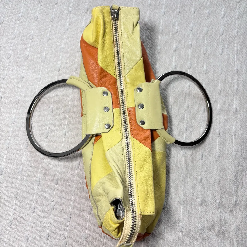 Diesel spare parts Vintage Leather patchwork Yellow and Orange 70’s bag - Image 5