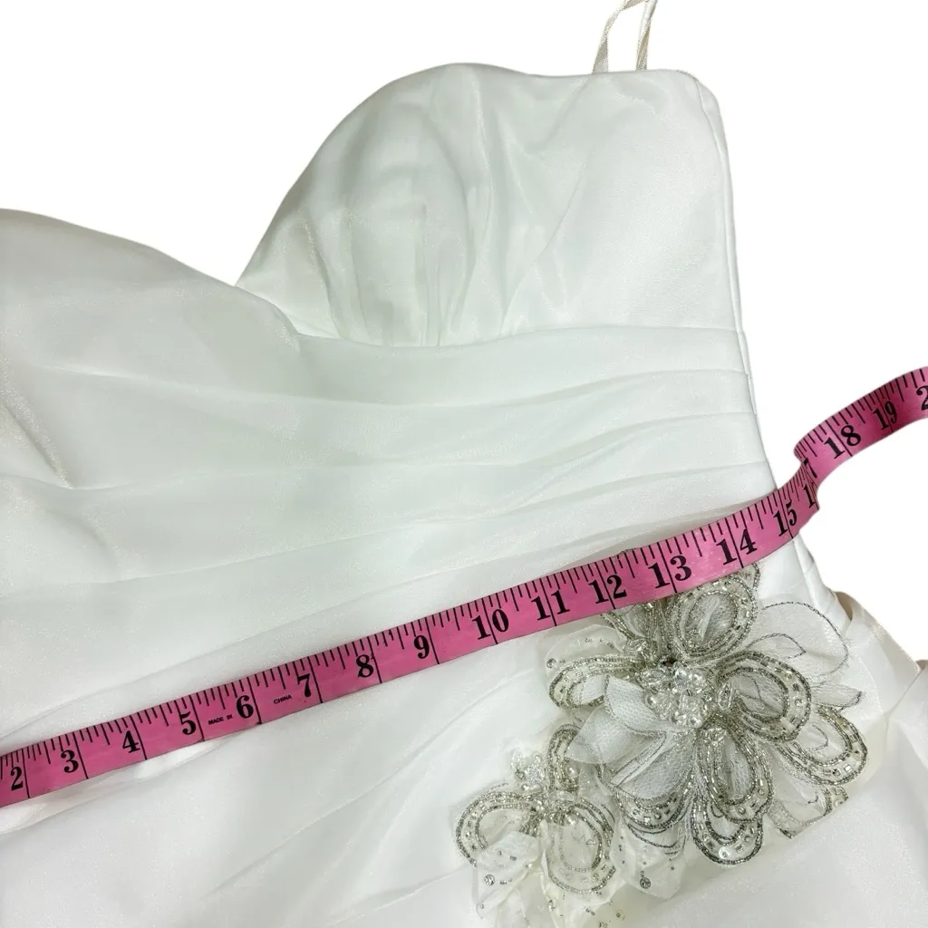 GALINA SIGNATURE ivory pintuck ruched bridal wedding gown dress 8 M White Size M - Image 4