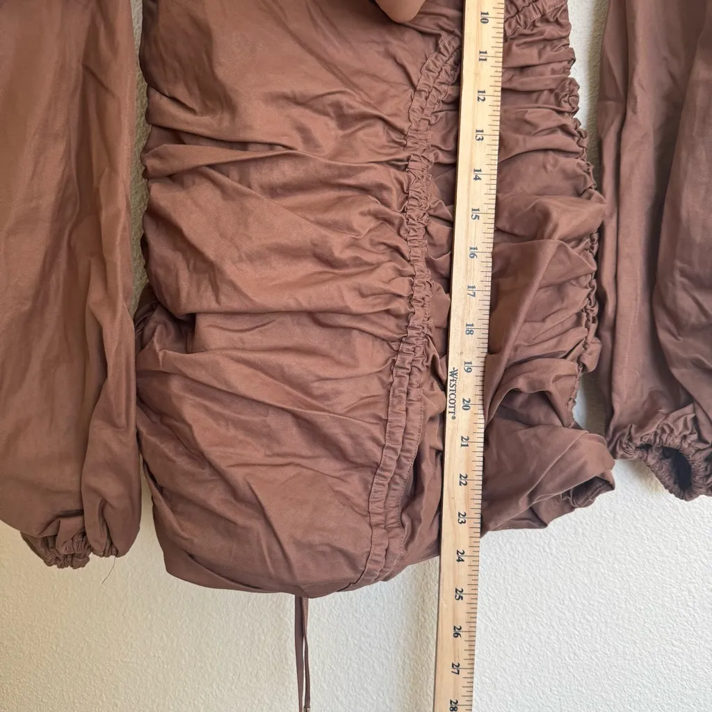 HOUSE OF CB 'Indra'‎ Mocha Off The Shoulder Wrap Mini Dress NWOT Size S - Image 7