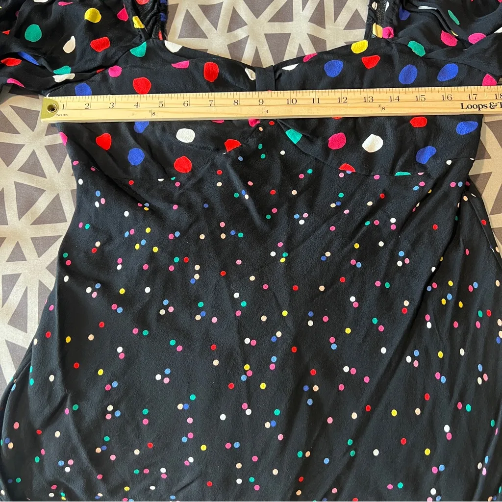 RIXO x Target Multicolor Polka Dot Long Sleeve Sweetheart Swing Dress Size‎ 14 Black - Image 12