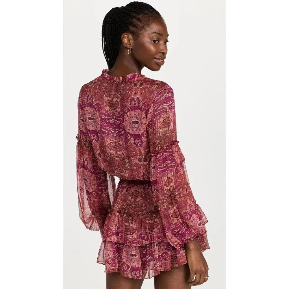 MISA Los Angeles Teya Mini Dress Septima Tapestry Chiffon Womens XS - Image 7