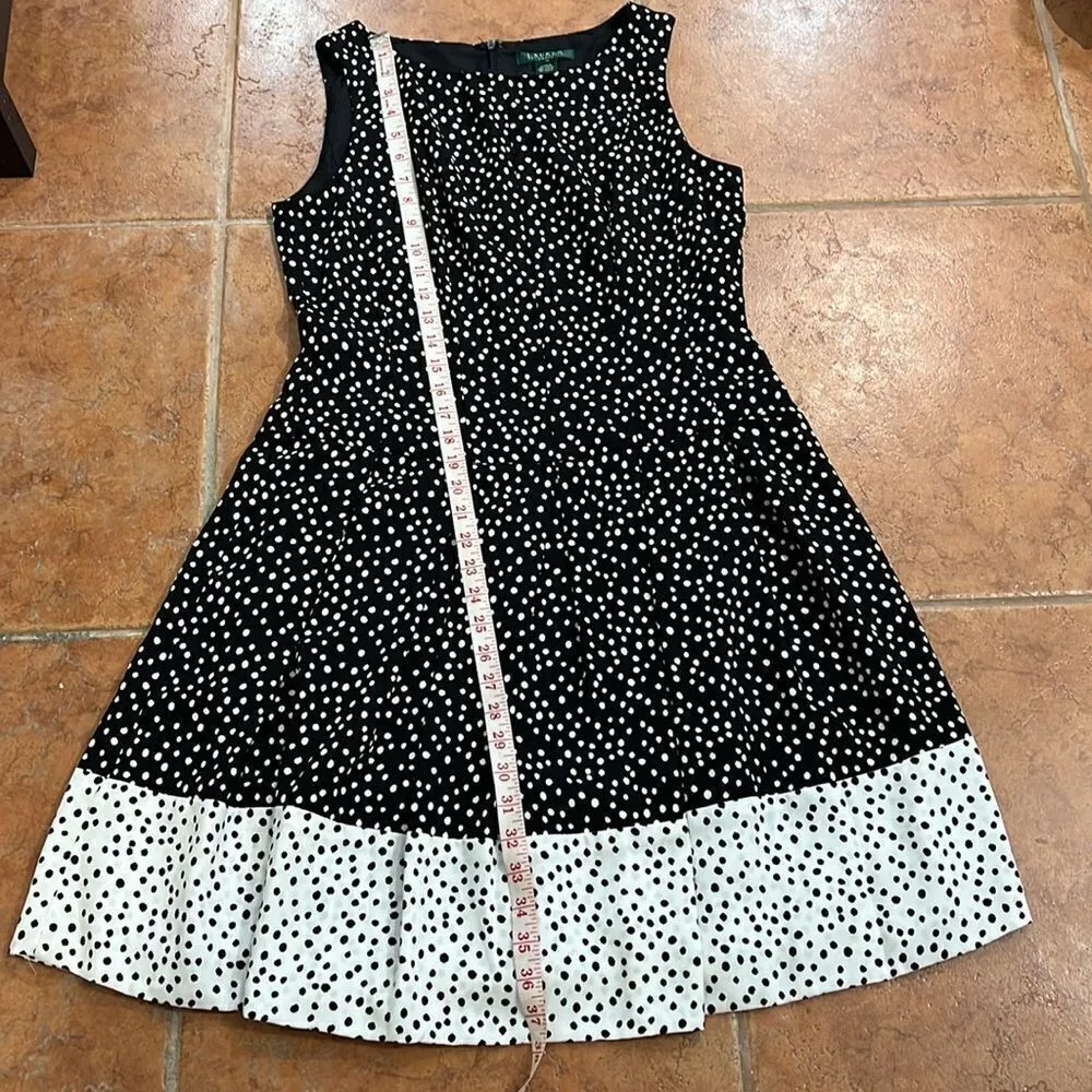 Lauren Ralph Lauren Colorblock Dot Print Sleeveless Fit & Flare Dress size 10 - Image 9