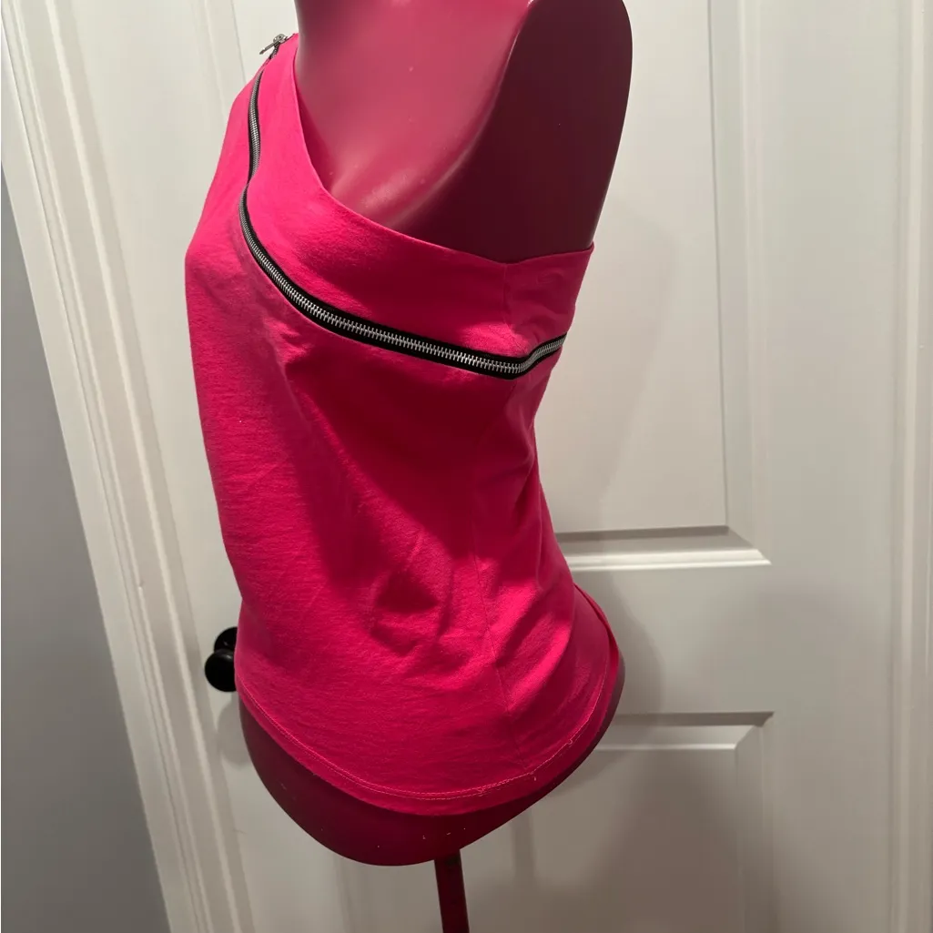 Wet Seal Hot Pink Off-Shoulder Zipper Blouse vintage Y2K M - Image 3