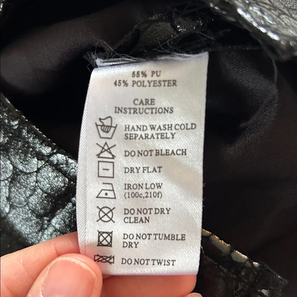 Motel rocks black faux leather croc side slit high waisted sexy mini skirt XS - Image 6