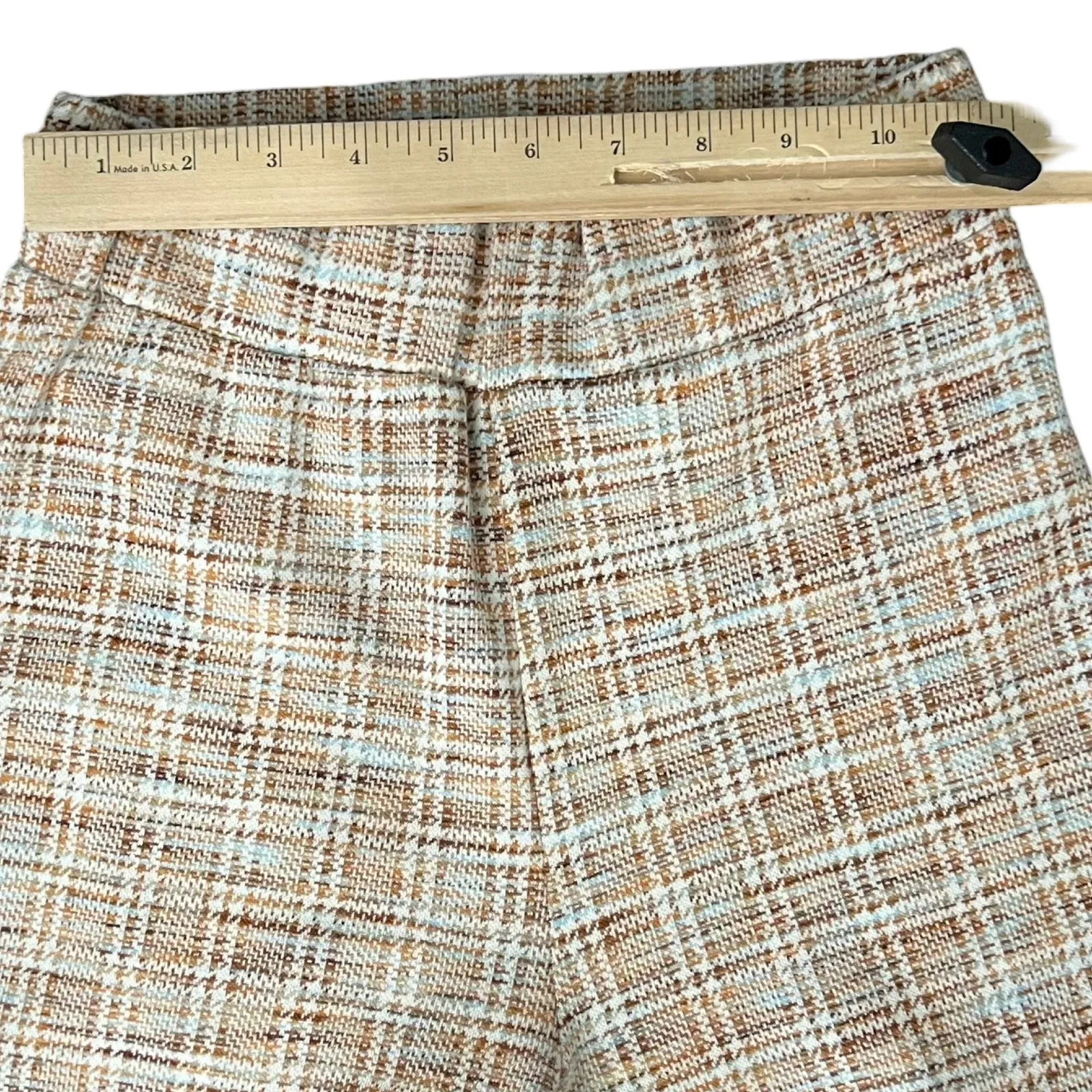 Urban Outfitters Beige Red Plaid Slim Fit Elastic Ankle Janey Cargo Pants sz XS - Image 4