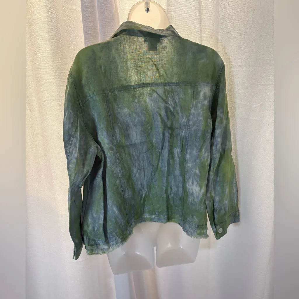 Pure Amici Linen Chore‎ Jacket Lightweight Tue Dye EUC XL 498 Blue - Image 5