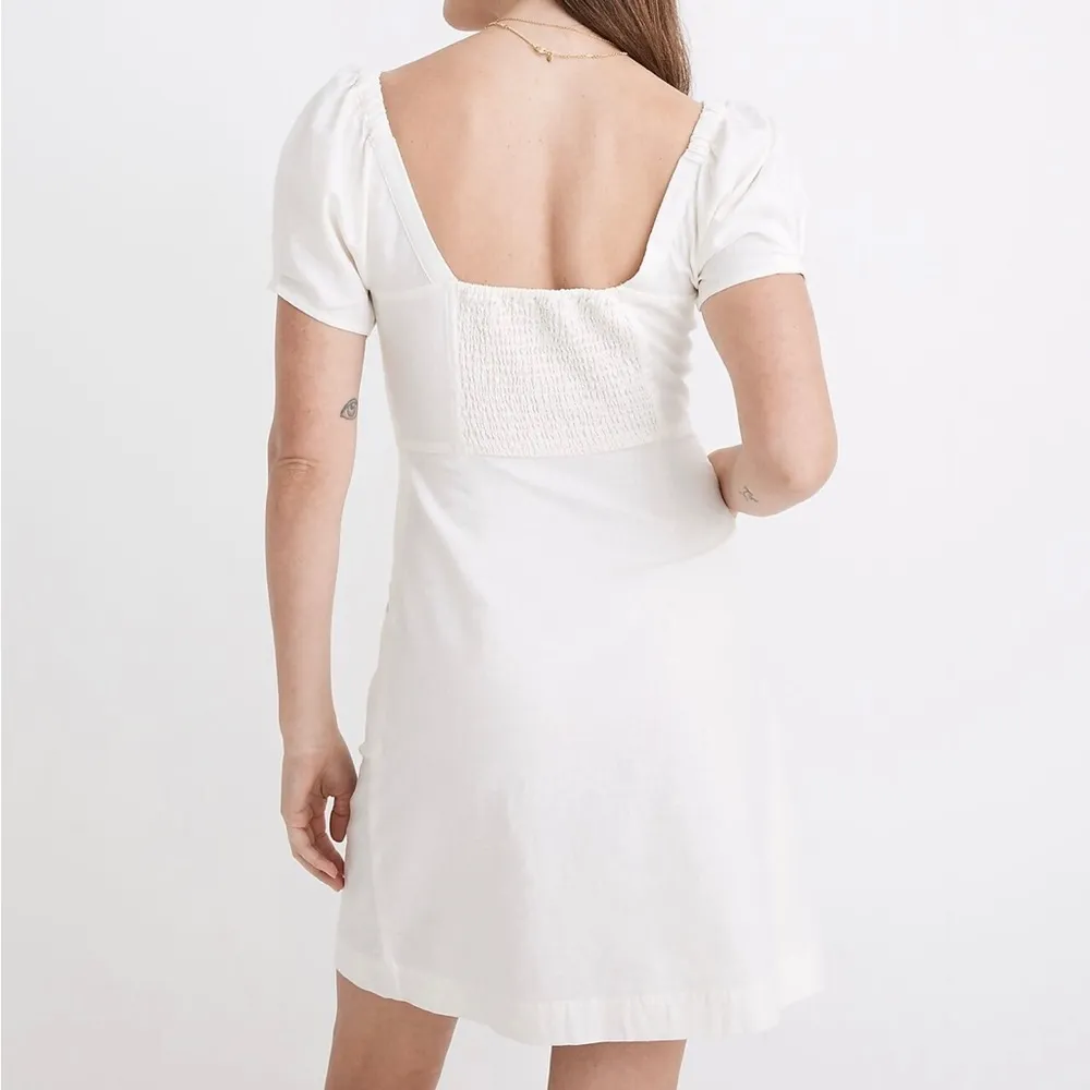 Linen-Cotton Puff-Sleeve Mini Dress - Image 2