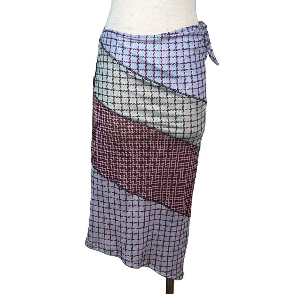 MIAOU Sienna Skirt in Bristol Plaid Small New Womens Sheer Midi Mesh Red - Image 5