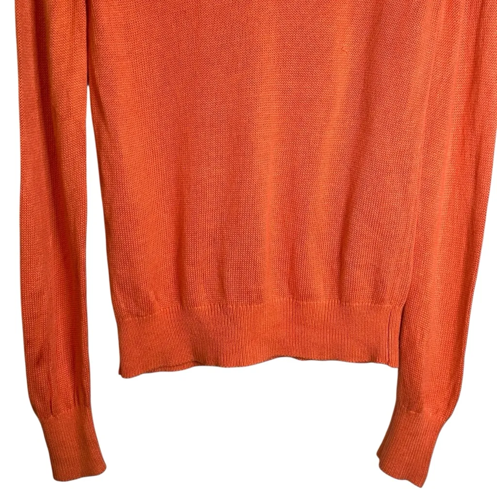 Free‎ People Time After Time Mock Neck Linen Rayon Sweater Small Coral Orange - Image 9