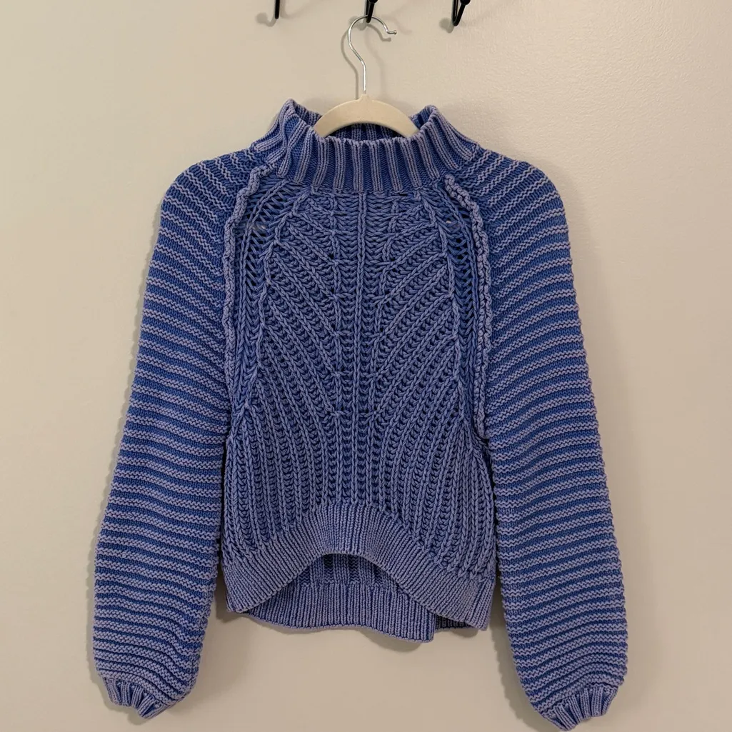 Free People Lavender Cable Knit Turtleneck Sweater - Image 2