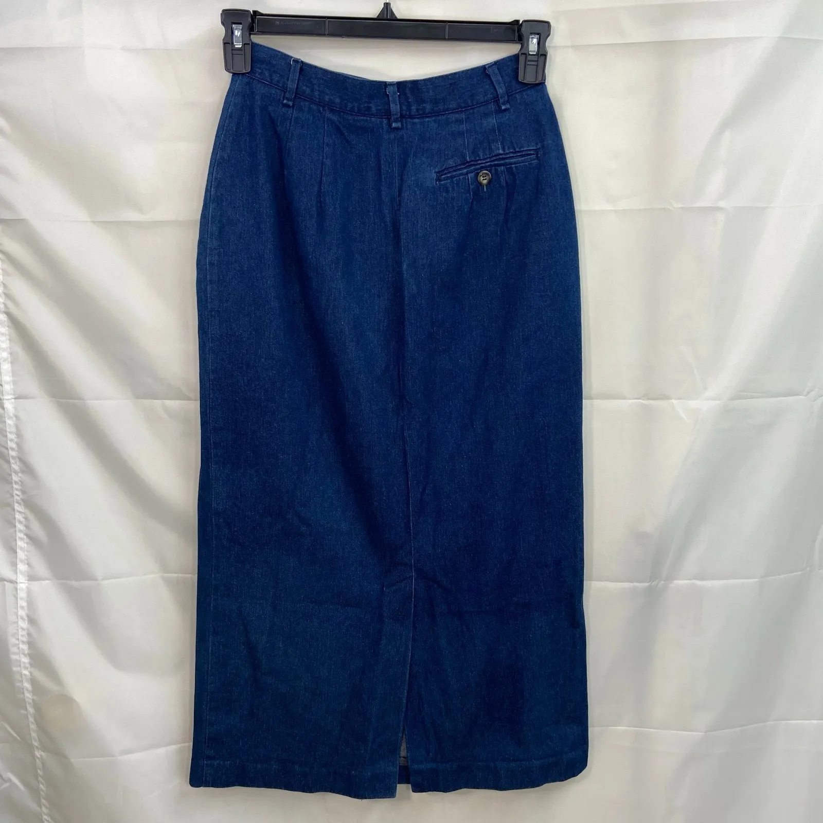 Vintage Talbots women's dark wash blue denim pleated‎ ankle skirt cottagecore 8 - Image 4
