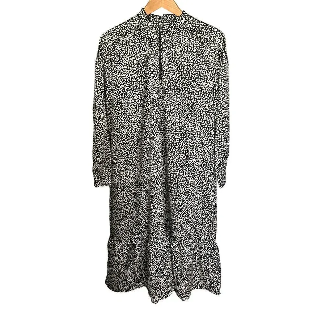 Mango Ruffle‎ Printed Dress Size 6 Ecru NWOT - Image 2