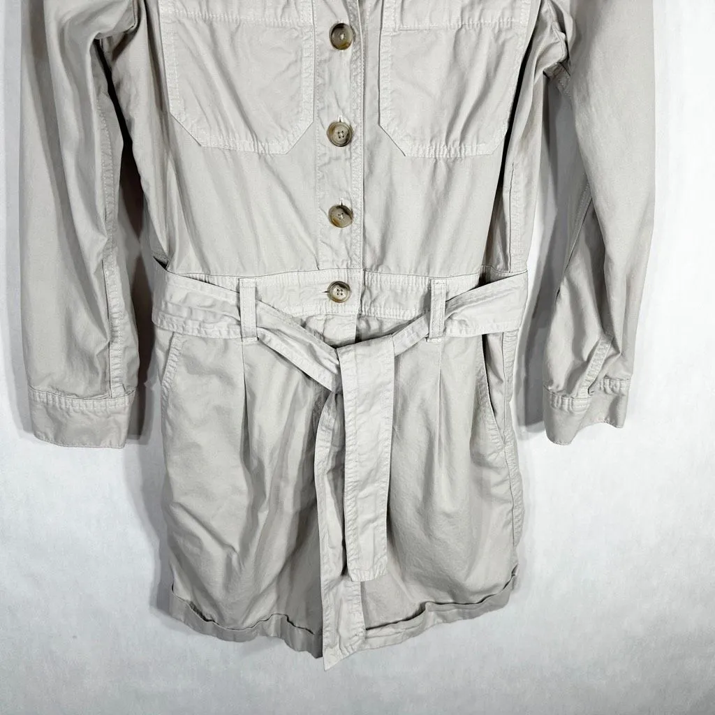 J Crew Size 6P Romper Foundry‎ Chino Short Coveralls Tan Jumpsuit Belted 1232 - Image 7