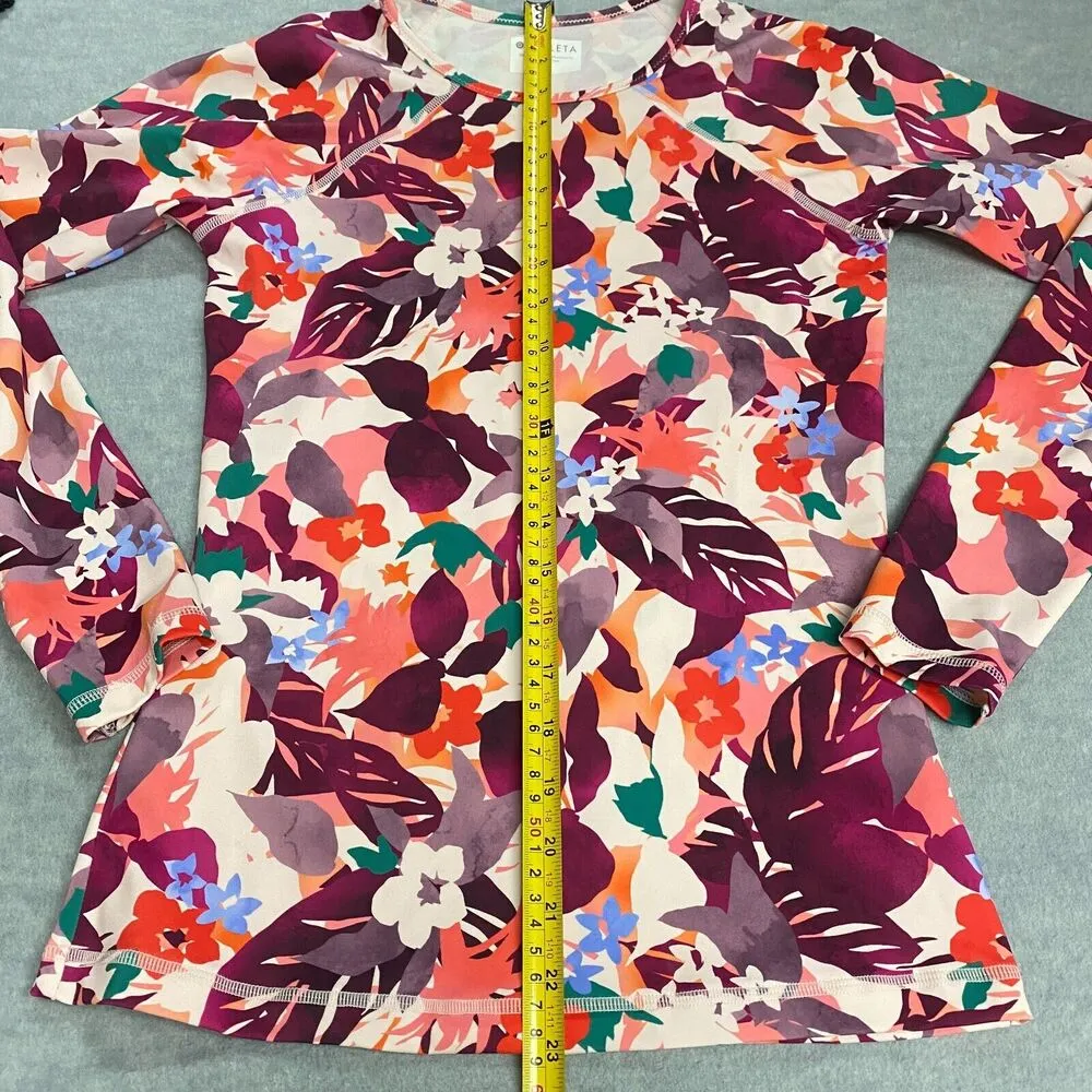 Athleta Daybreak Tropic Rashguard Pullover Womens XS Floral Stretch Beach Swim - Image 8