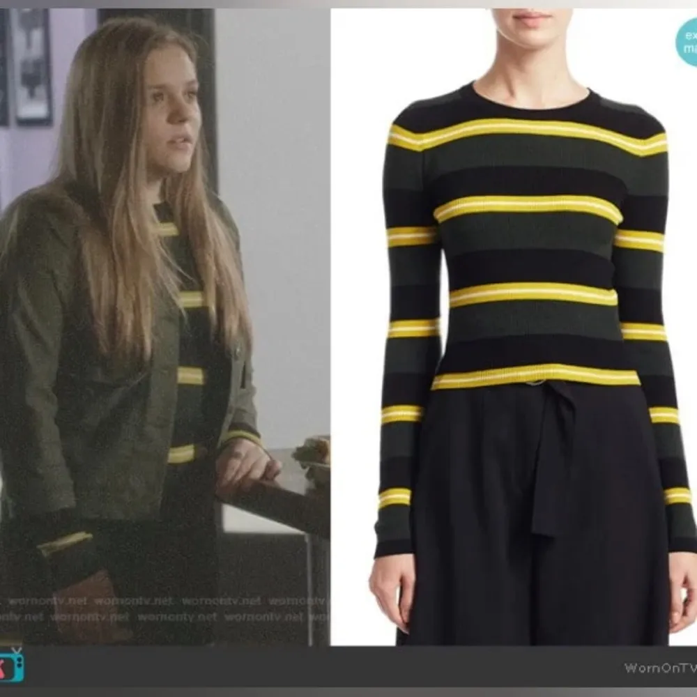 A.L.C. Shea Crewneck Striped Knit Sweater Merino Wool Blend XS - Image 2