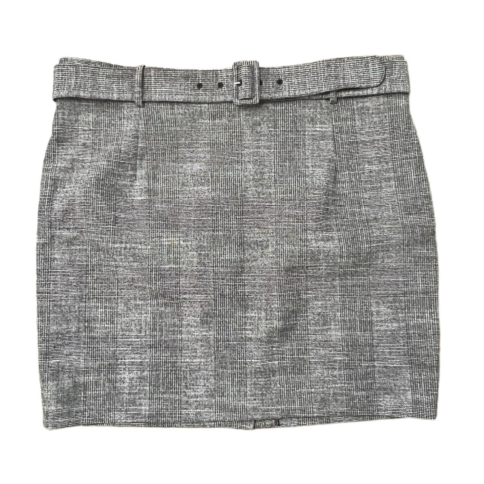 H&M Plus Sz 18 Skirt With Belt Dark Gray Glen Plaid Check Knee Length Schoolgirl - Image 3