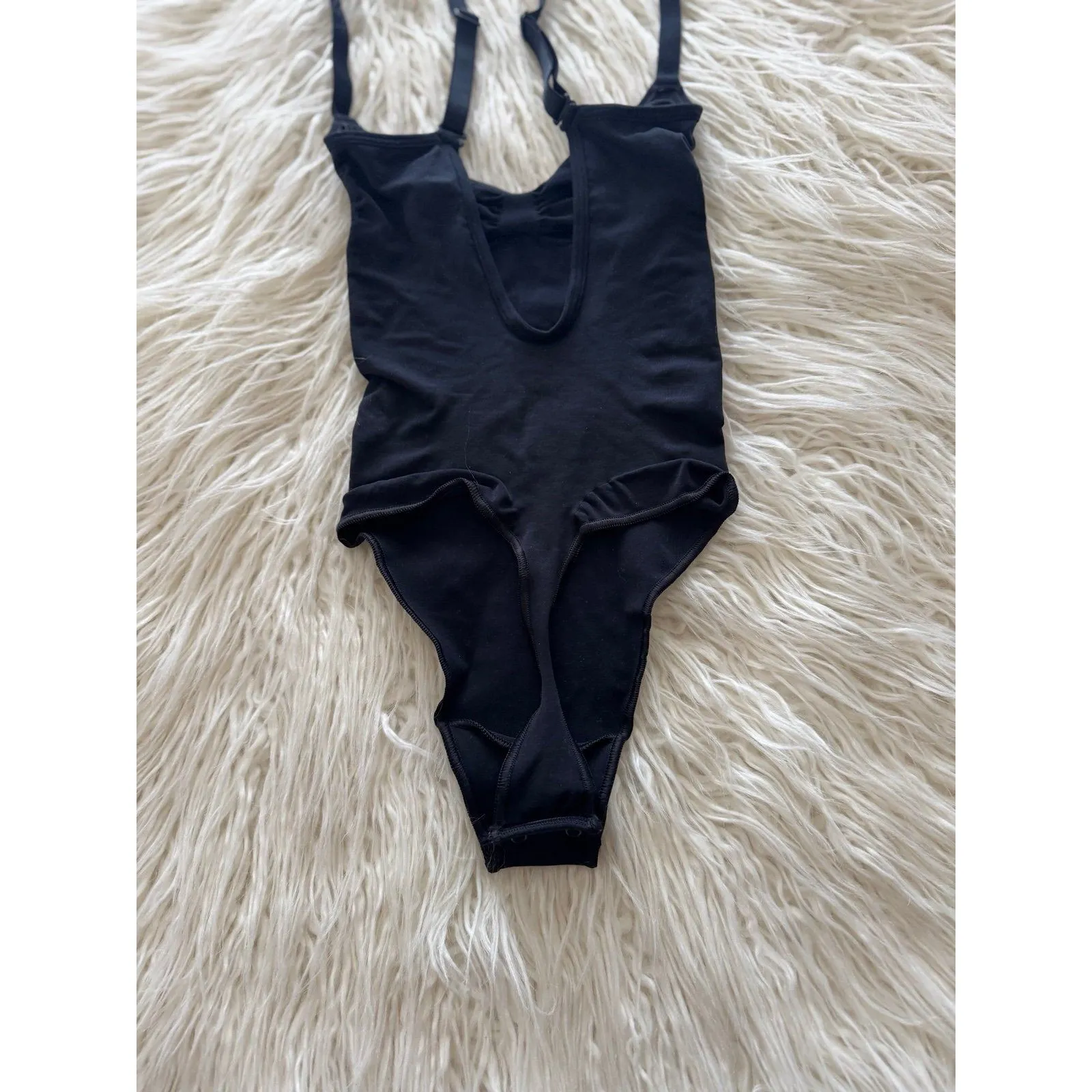 Skims Seamless Sculpt Low Back Thong Bodysuit Onyx Size XS - Image 7