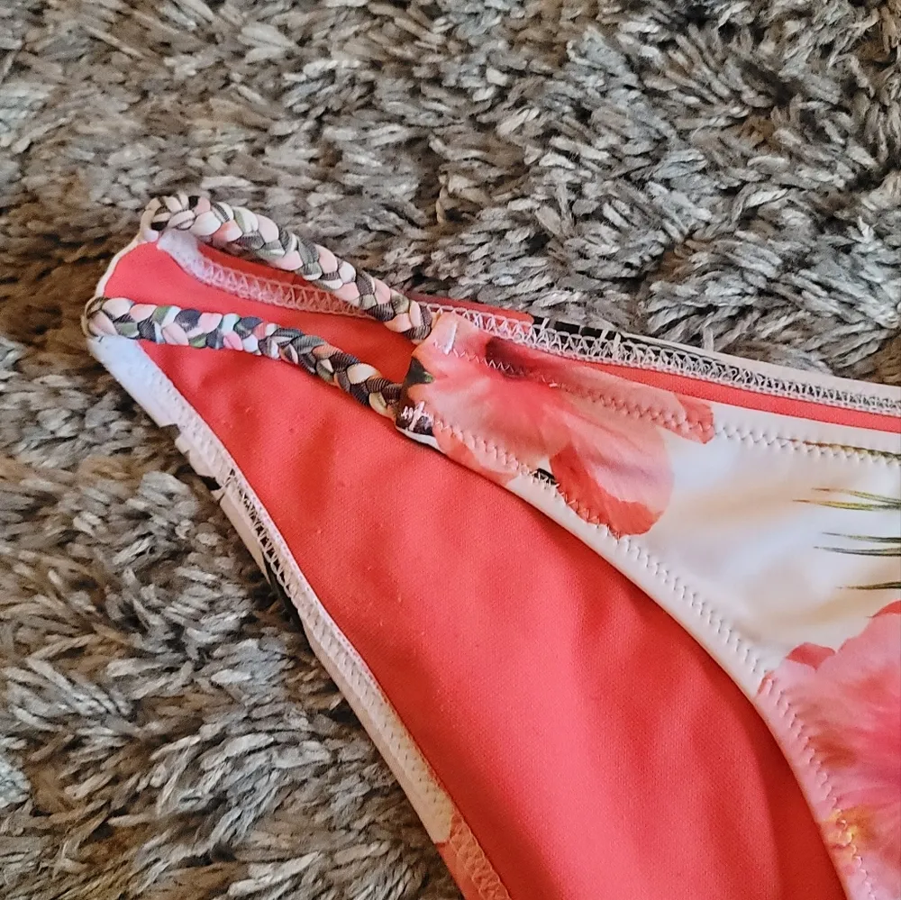 Coral Tropic White Coral Floral Print Bikini Bottoms L Pink Size L - Image 4