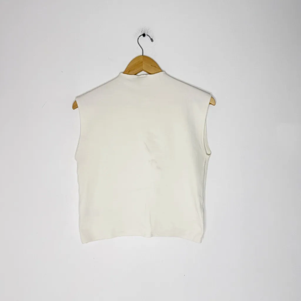 By Anthropologie High Neck Sleeveless Crop Top Women’s Size Small – Ivory - Image 2