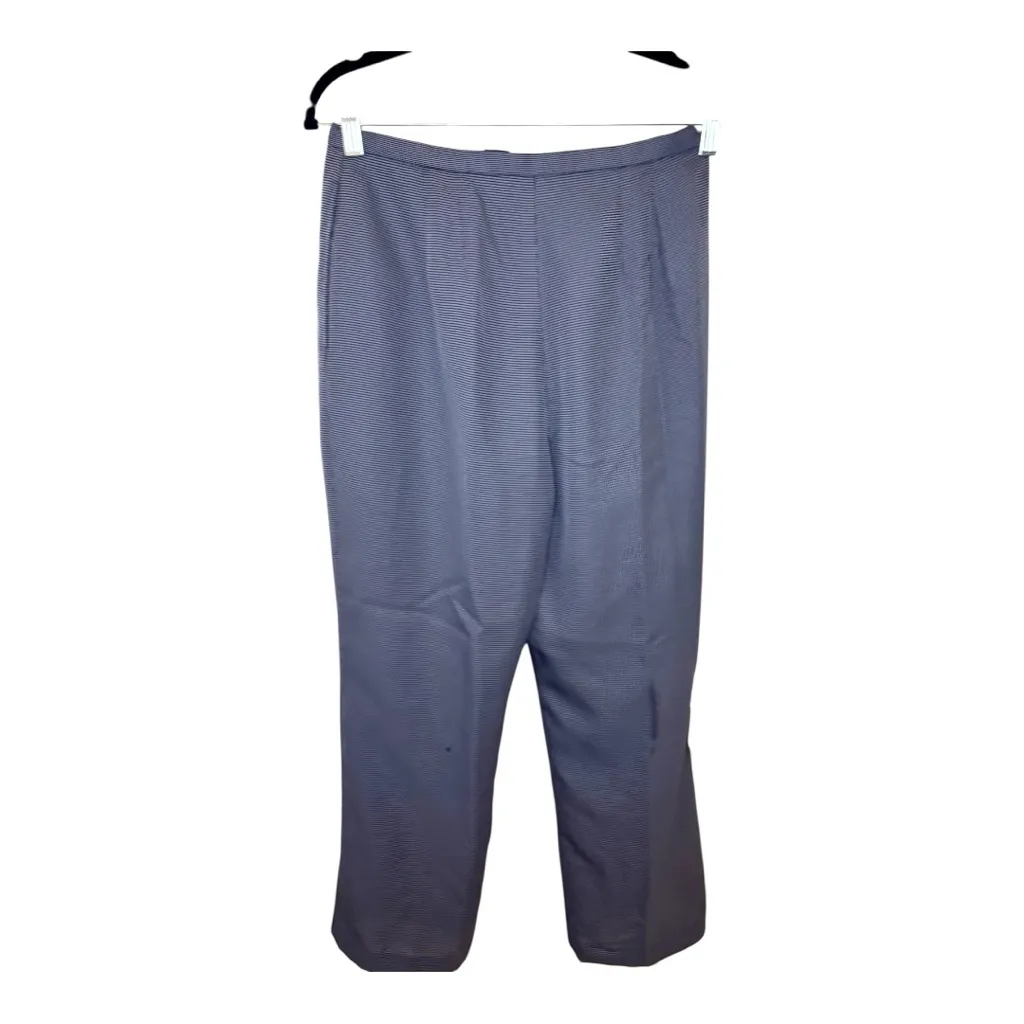 Laura Scott Navy Micro Check Pants | Classic Workwear Trousers Size 10P - Image 2