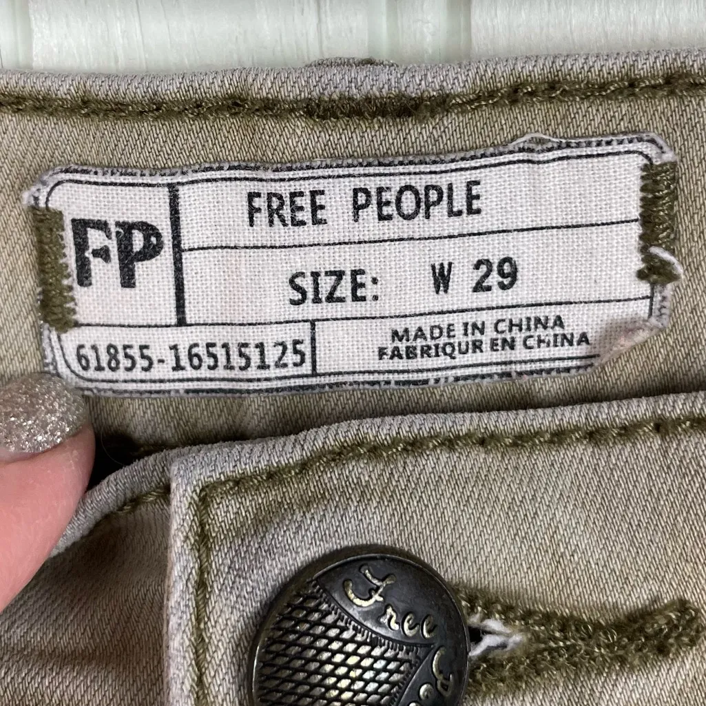 Free People Low Rise Stone Washed Khaki Jeans Size 29 Cotton Stretch Grunge Y2K - Image 4