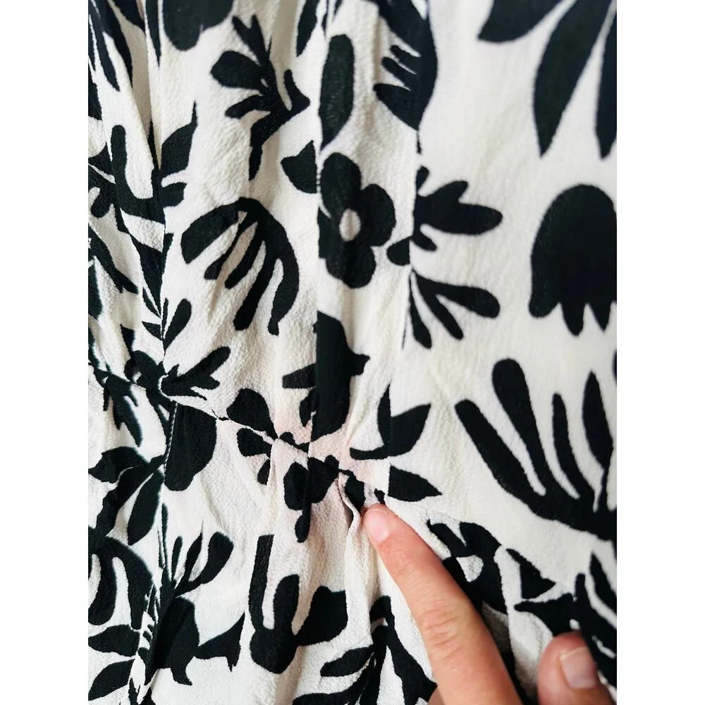 DONNA MORGAN White Black Abstract Printed Front Button Mini Dress Size US8 - Image 7