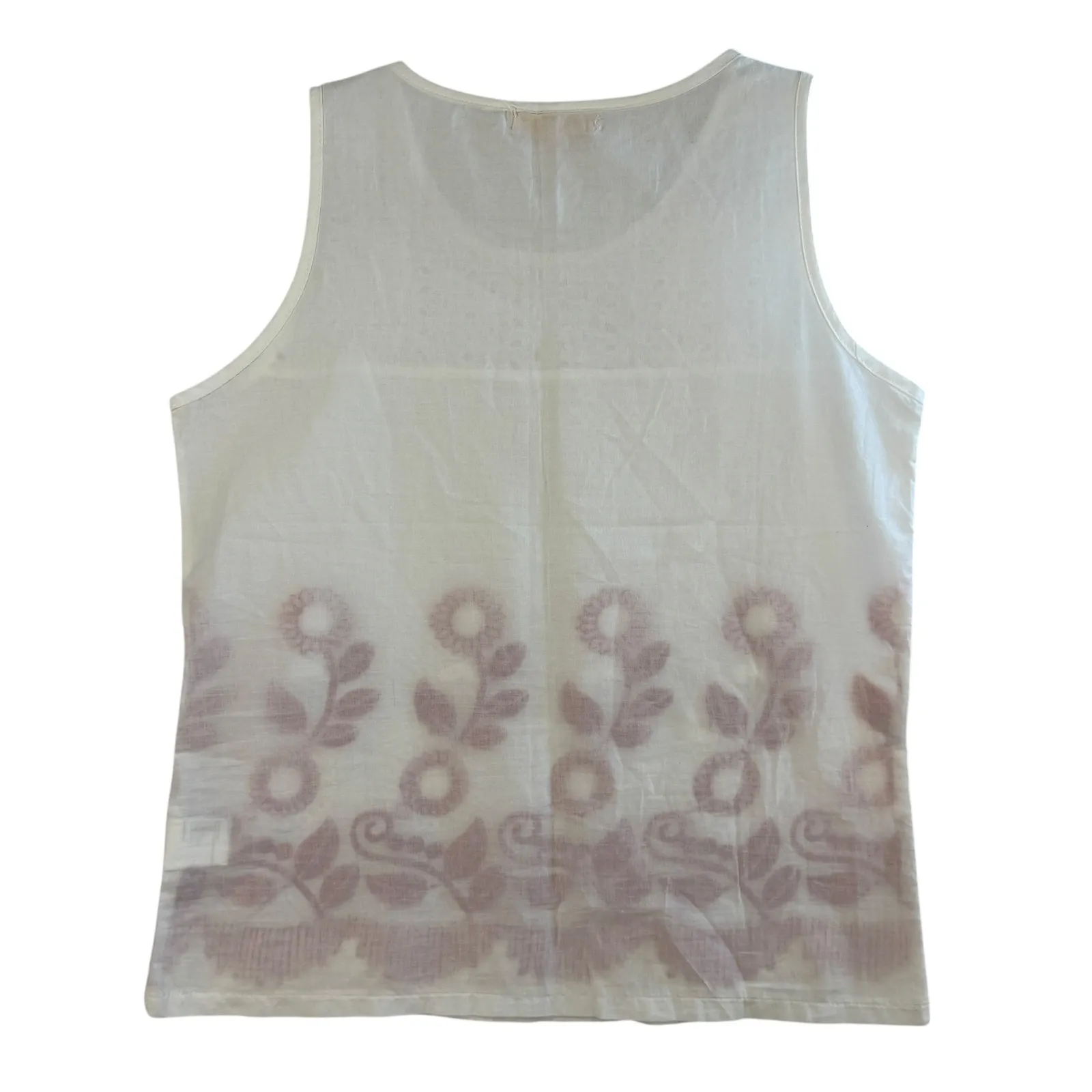 Miss Cocoa Embroidered Tank Top White Red Floral Eyelet Viscose Boho G S‎ READ - Image 2