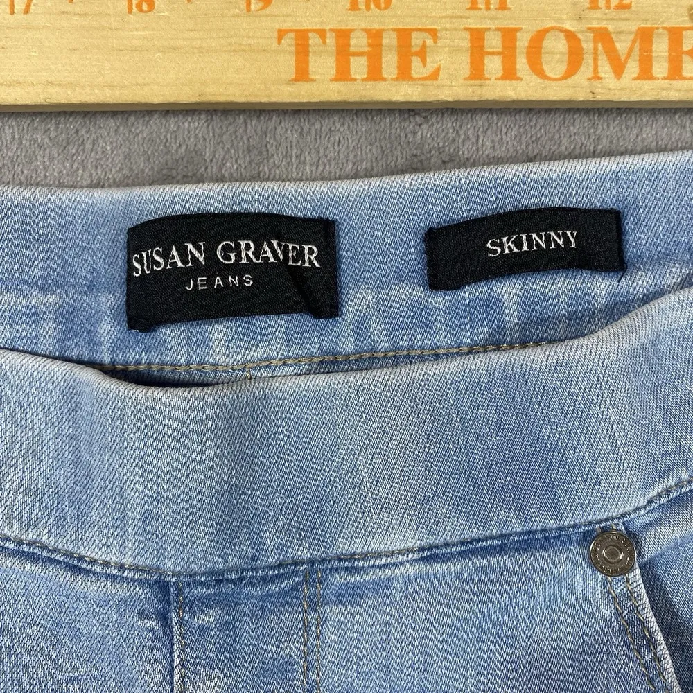 Susan Graver Jeans 16 Petite Straight Leg Ankle Stretch Light Wash Denim Comfy‎ - Image 4