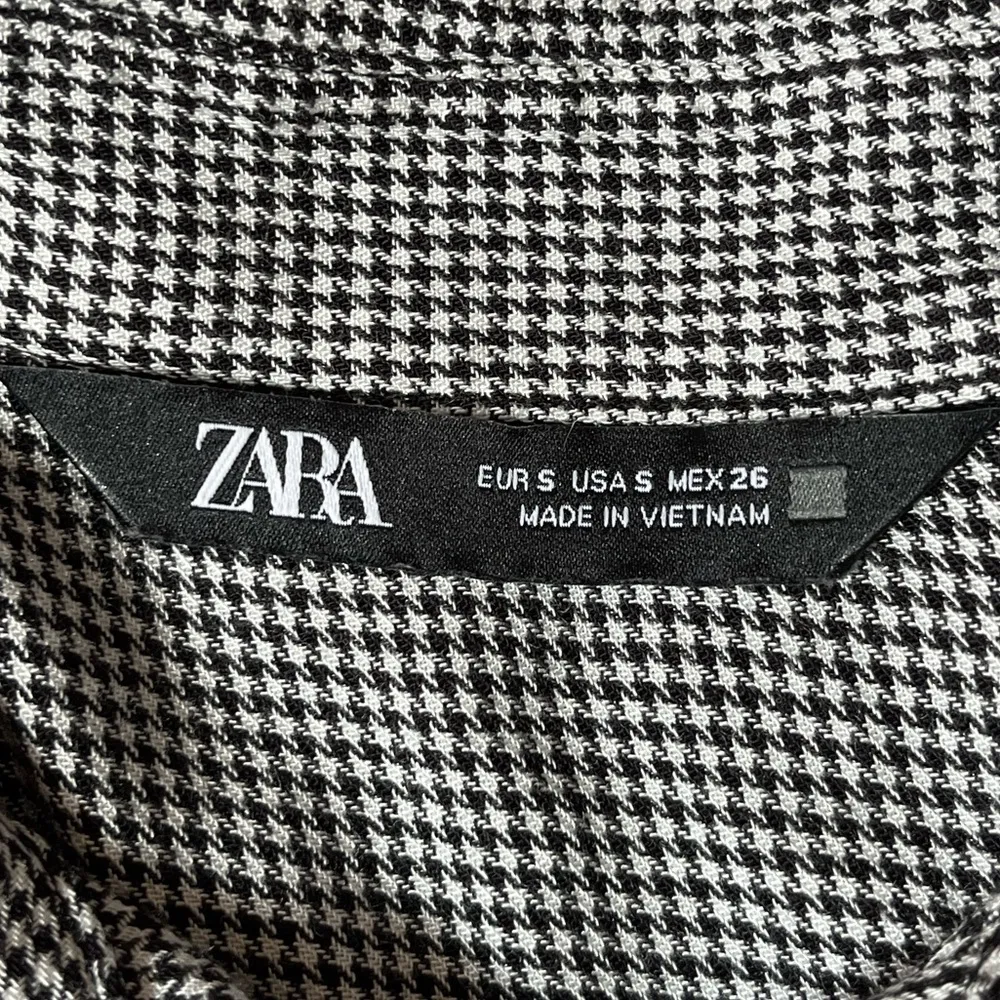 Zara Houndstooth Oversized Button Down Shirt Dress Black White Size Small - Image 3