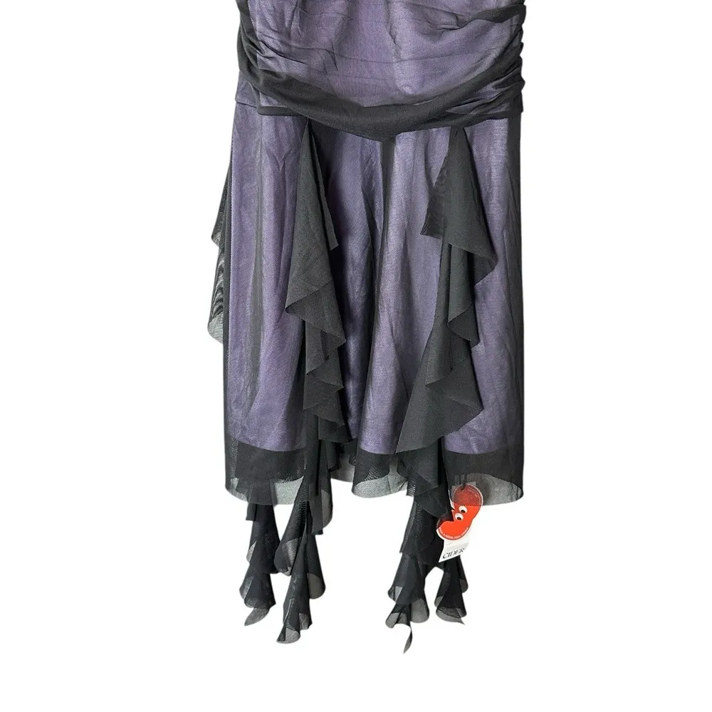 Cider Women’s Black Purple Ruffle Mesh Dress Size L Fairy Grunge Whimsigoth Vamp - Image 7