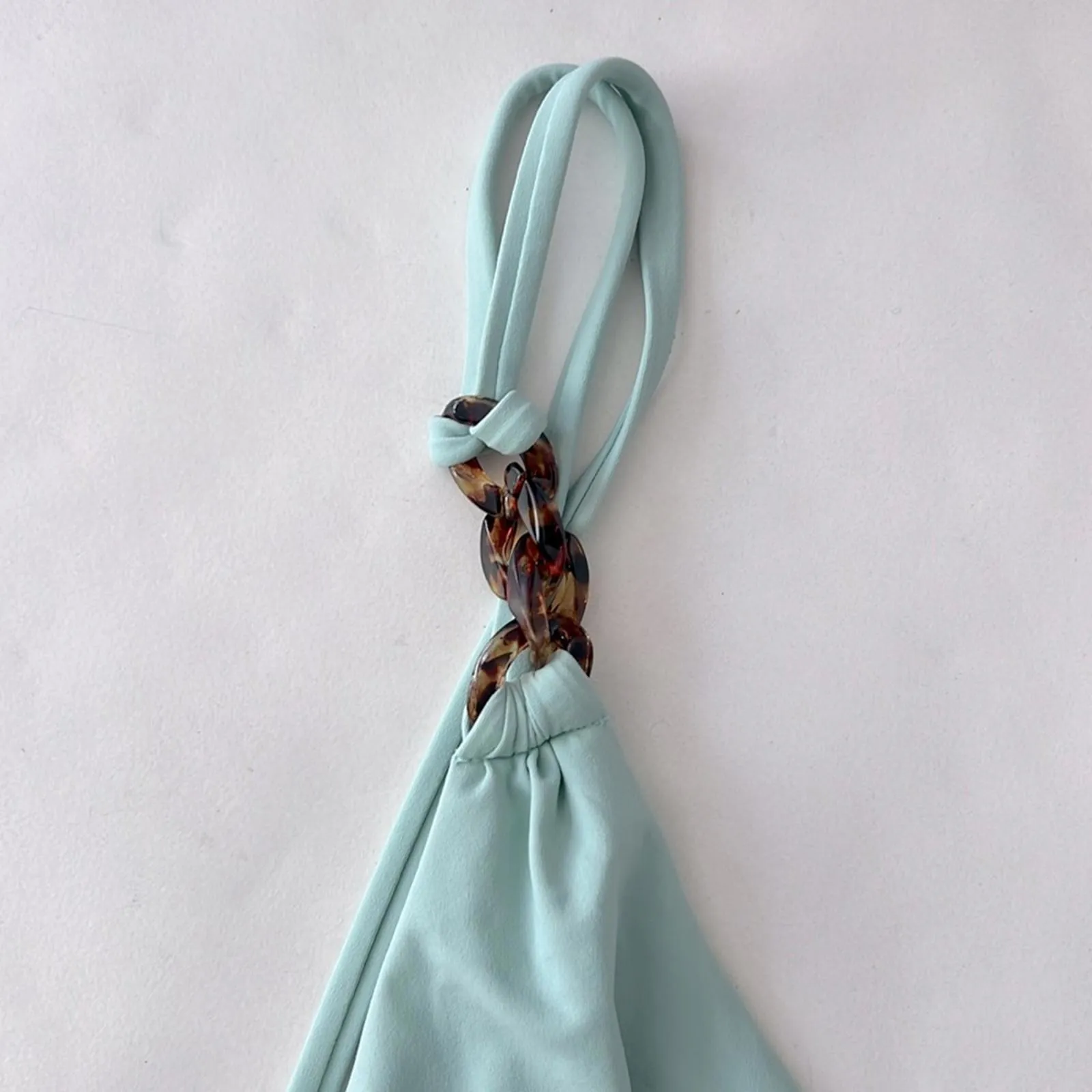 REISS Millie Plunge Neck Swimsuit in Mint Blue US 8 / Medium - Image 9