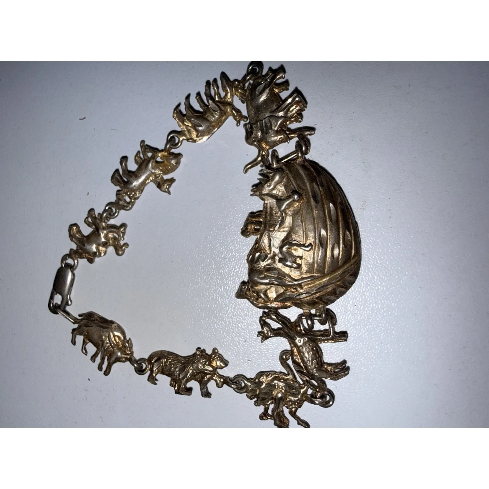 Vintage Sterling Silver .925 Biblical Noahs Ark Bracelet 7.5" 14g - Image 2