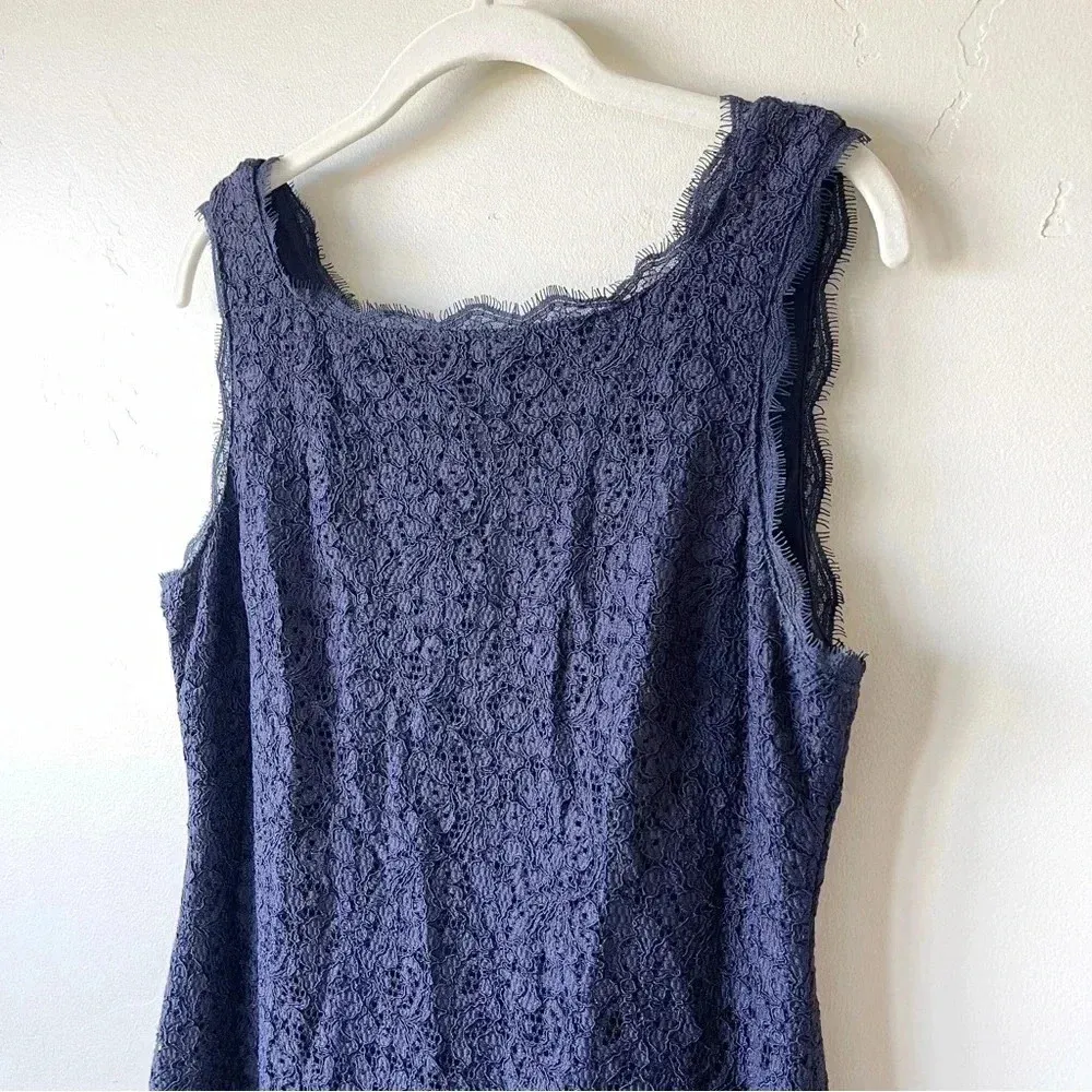 Adrianna Papell Sleeveless Lace Dress Zip Back Navy Size 12 - Image 3